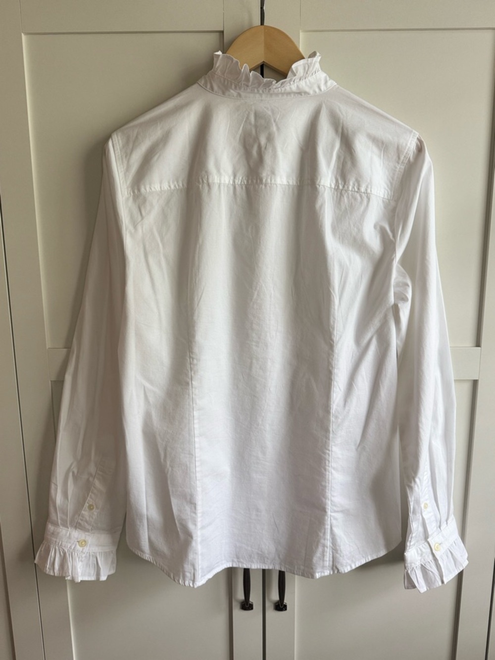 J.Crew Factory Ruffle Button-Up Top in White Size Large - Picture 4 of 5